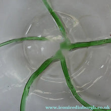 Load image into Gallery viewer, Art Nouveau Edwardian Stuart &amp; Son Crystal Glass Vase or Bowl; with Emerald Green Peacock Trails - British Glass
