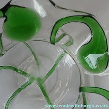 Load image into Gallery viewer, Edwardian Stuart Crystal Bowl with Green Tadpoles Peacock Trails
