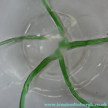 Load image into Gallery viewer, Art Nouveau Edwardian Stuart &amp; Son Crystal Glass Vase or Bowl; with Emerald Green Peacock Trails - British Glass

