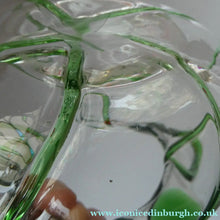 Load image into Gallery viewer, Edwardian Stuart Crystal Bowl with Green Tadpoles Peacock Trails
