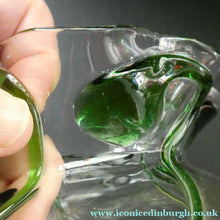 Load image into Gallery viewer, Edwardian Stuart Crystal Bowl with Green Tadpoles Peacock Trails
