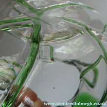 Load image into Gallery viewer, Edwardian Stuart Crystal Bowl with Green Tadpoles Peacock Trails
