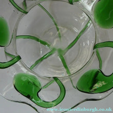 Load image into Gallery viewer, Edwardian Stuart Crystal Bowl with Green Tadpoles Peacock Trails
