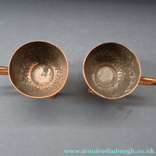 Load image into Gallery viewer, ARTS AND CRAFTS. Sweet PAIR of Antique WMF Planished Copper &amp; Brass Egg Cups
