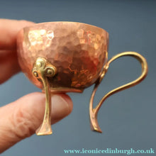 Load image into Gallery viewer, ARTS AND CRAFTS. Sweet PAIR of Antique WMF Planished Copper &amp; Brass Egg Cups
