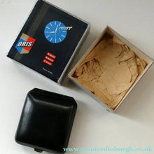 Load image into Gallery viewer, AS NEW: Vintage Early 1960s Black Leather ORIS Swiss Made Travelling Alarm Clock (original box)
