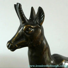 Load image into Gallery viewer, Original 1930s ART DECO Lamp. Roe Deer with Crackle Glass Shade &amp; Black Marble
