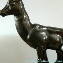 Load image into Gallery viewer, Original 1930s ART DECO Lamp. Roe Deer with Crackle Glass Shade &amp; Black Marble
