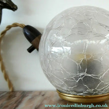 Load image into Gallery viewer, Original 1930s ART DECO Lamp. Roe Deer with Crackle Glass Shade &amp; Black Marble
