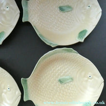 Load image into Gallery viewer, SIX 1930s Yellow Shorter &amp; Sons Fish Plates (9 1/2 inches) and Massive Serving Platter 14 1/2 inches
