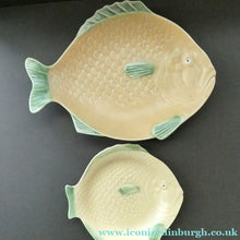 Load image into Gallery viewer, SIX 1930s Yellow Shorter &amp; Sons Fish Plates (9 1/2 inches) and Massive Serving Platter 14 1/2 inches
