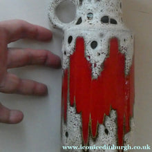 Load image into Gallery viewer, West German 1970s Scheurich Vase with White Lava and Shiny Red Glazes
