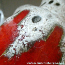 Load image into Gallery viewer, West German 1970s Scheurich Vase with White Lava and Shiny Red Glazes

