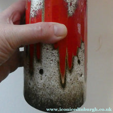 Load image into Gallery viewer, West German 1970s Scheurich Vase with White Lava and Shiny Red Glazes
