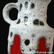 Load image into Gallery viewer, West German 1970s Scheurich Vase with White Lava and Shiny Red Glazes
