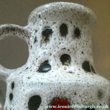 Load image into Gallery viewer, West German 1970s Scheurich Vase with White Lava and Shiny Red Glazes

