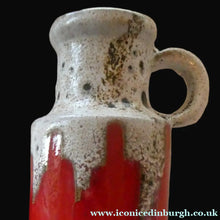 Load image into Gallery viewer, West German 1970s Scheurich Vase with White Lava and Shiny Red Glazes
