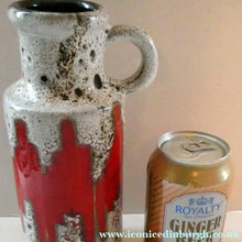 Load image into Gallery viewer, West German 1970s Scheurich Vase with White Lava and Shiny Red Glazes
