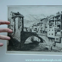 Load image into Gallery viewer, Lionel Arthur Lindsay Australian Artist 1920s Drypoint Old Bridge at Sospel
