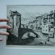 Load image into Gallery viewer, Lionel Arthur Lindsay Australian Artist 1920s Drypoint Old Bridge at Sospel
