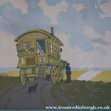 Load image into Gallery viewer, Original 1920s Colour Woodcut by John Hall Thorpe (1874 - 1947) THE CARAVAN. Pencil Signed
