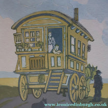 Load image into Gallery viewer, Original 1920s Colour Woodcut by John Hall Thorpe (1874 - 1947) THE CARAVAN. Pencil Signed
