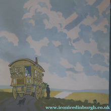 Load image into Gallery viewer, Original 1920s Colour Woodcut by John Hall Thorpe (1874 - 1947) THE CARAVAN. Pencil Signed
