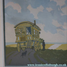 Load image into Gallery viewer, Original 1920s Colour Woodcut by John Hall Thorpe (1874 - 1947) THE CARAVAN. Pencil Signed
