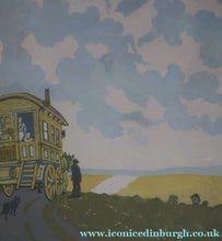 Load image into Gallery viewer, Original 1920s Colour Woodcut by John Hall Thorpe (1874 - 1947) THE CARAVAN. Pencil Signed
