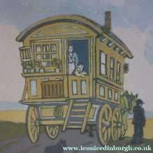 Load image into Gallery viewer, Original 1920s Colour Woodcut by John Hall Thorpe (1874 - 1947) THE CARAVAN. Pencil Signed
