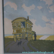 Load image into Gallery viewer, Original 1920s Colour Woodcut by John Hall Thorpe (1874 - 1947) THE CARAVAN. Pencil Signed
