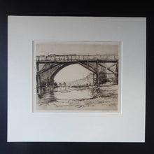 Load image into Gallery viewer, SCOTTISH ART. Sir Muirhead Bone (1876 - 1953). Repairing the Auld Brig at Ayr (No 1). Pencil signed etching. Dated 1909
