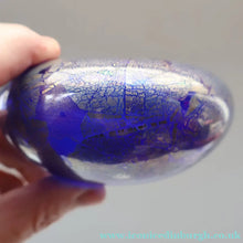 Load image into Gallery viewer, Azurene Vintage 1980s ISLE OF WIGHT Glass Royal Blue and Gold Squat Vase (with label)
