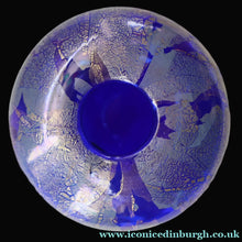 Load image into Gallery viewer, Azurene Vintage 1980s ISLE OF WIGHT Glass Royal Blue and Gold Squat Vase (with label)
