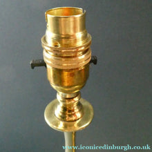 Load image into Gallery viewer, Antique Arts and Crafts Brass Lamp and Opaque White Glass Shade. DRYAD of Leicester Style
