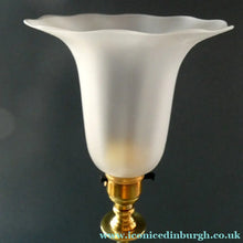 Load image into Gallery viewer, Antique Arts and Crafts Brass Lamp and Opaque White Glass Shade. DRYAD of Leicester Style
