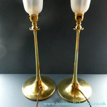 Load image into Gallery viewer, Antique Arts and Crafts Brass Lamp and Opaque White Glass Shade. DRYAD of Leicester Style
