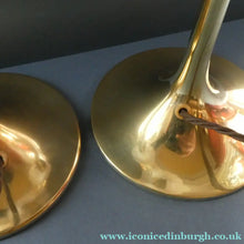 Load image into Gallery viewer, (B) Antique Arts and Crafts Brass Lamp and Opaque White Glass Shade. DRYAD of Leicester Style - Brass Table Lamp
