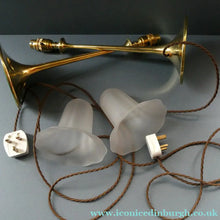 Load image into Gallery viewer, Antique Arts and Crafts Brass Lamp and Opaque White Glass Shade. DRYAD of Leicester Style

