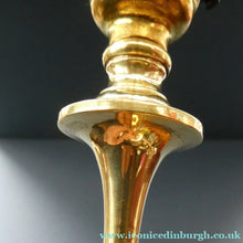 Load image into Gallery viewer, Antique Arts and Crafts Brass Lamp and Opaque White Glass Shade. DRYAD of Leicester Style
