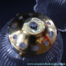Load image into Gallery viewer, Fine Vintage HOLOPHANE Style Ribbed Glass Pendant Lamp Shade with Brass Hanging Fitment
