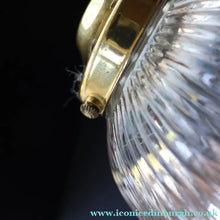 Load image into Gallery viewer, Fine Vintage HOLOPHANE Style Ribbed Glass Pendant Lamp Shade with Brass Hanging Fitment

