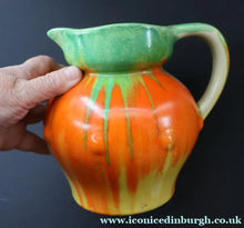 Load image into Gallery viewer, Large 1930s TUDOR Ceramics Art Deco Colourful Dripware Jug. Height 6 1/2 inches
