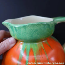Load image into Gallery viewer, Large 1930s TUDOR Ceramics Art Deco Colourful Dripware Jug. Height 6 1/2 inches

