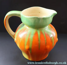 Load image into Gallery viewer, Large 1930s TUDOR Ceramics Art Deco Colourful Dripware Jug. Height 6 1/2 inches
