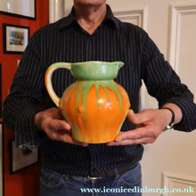 Load image into Gallery viewer, Large 1930s TUDOR Ceramics Art Deco Colourful Dripware Jug. Height 6 1/2 inches
