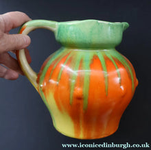 Load image into Gallery viewer, Large 1930s TUDOR Ceramics Art Deco Colourful Dripware Jug. Height 6 1/2 inches
