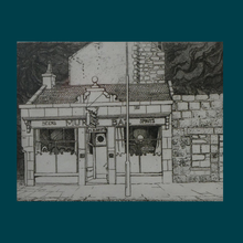 Load image into Gallery viewer, SCOTTISH ART: Rare 1970s ABERBEEN PUBS Etching: "The Hairy Bar" or "Murdo's Bar" by William J. Watson. Pencil Signed
