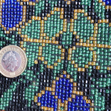 Load image into Gallery viewer, ART DECO Glass Beaded Bag with Unusual Black Clasp and Handle. LARGE Fabulous Vintage Evening Bag
