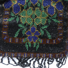 Load image into Gallery viewer, ART DECO Glass Beaded Bag with Unusual Black Clasp and Handle. LARGE Fabulous Vintage Evening Bag
